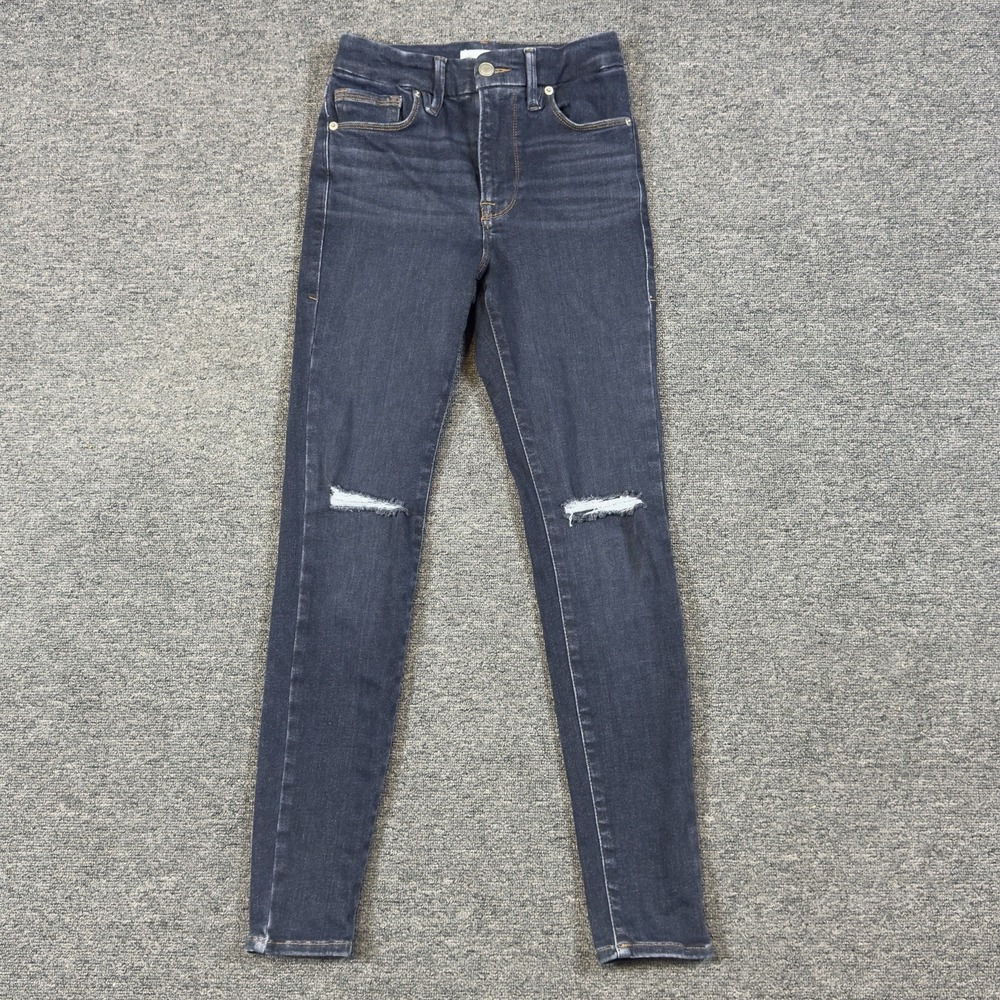 Good American Good Legs High Rise Skinny Jeans Dark Wash Denim Size 00-4 (24x28)
